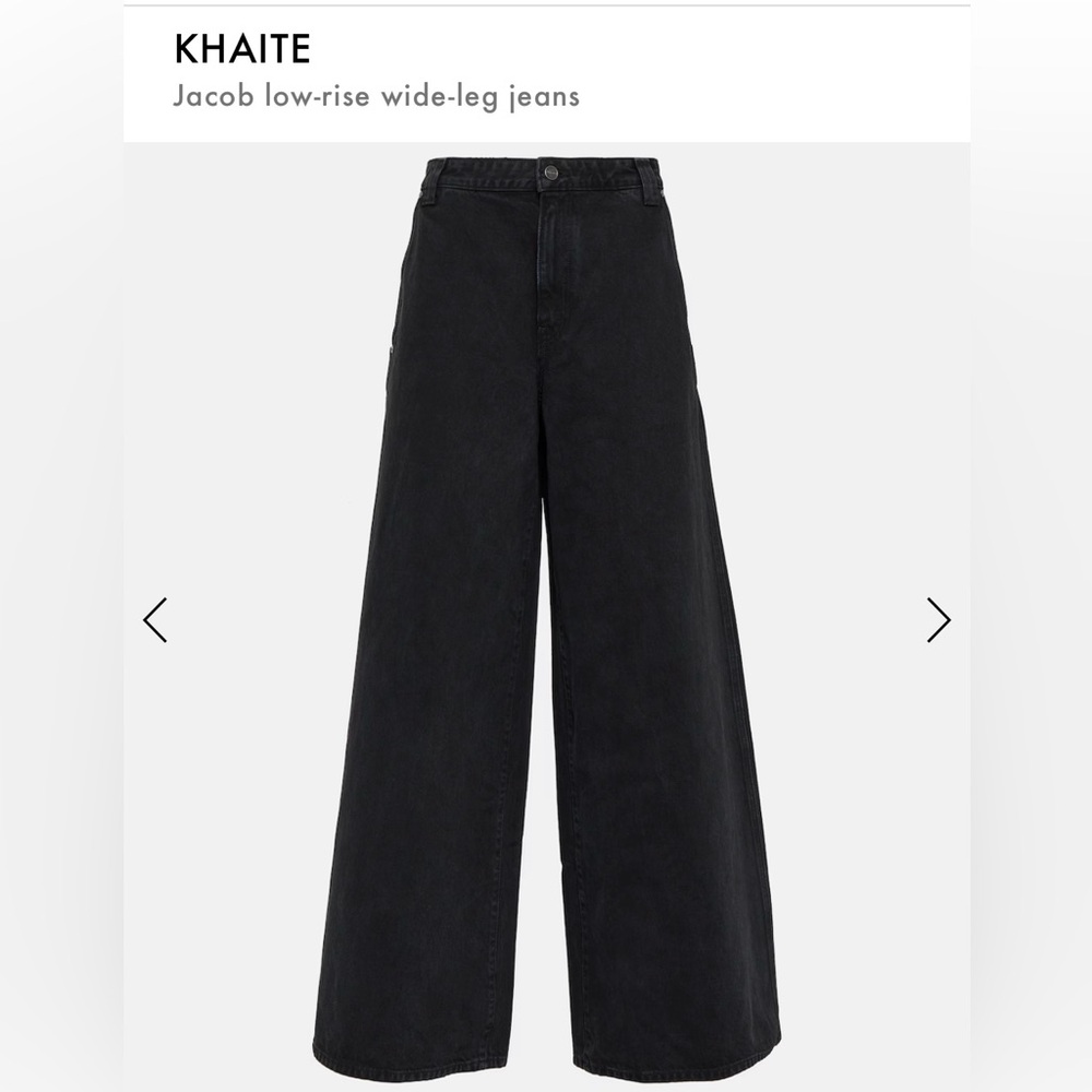 KHAITE high waist wide leg black jeans 28